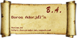 Boros Adorján névjegykártya
