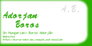adorjan boros business card